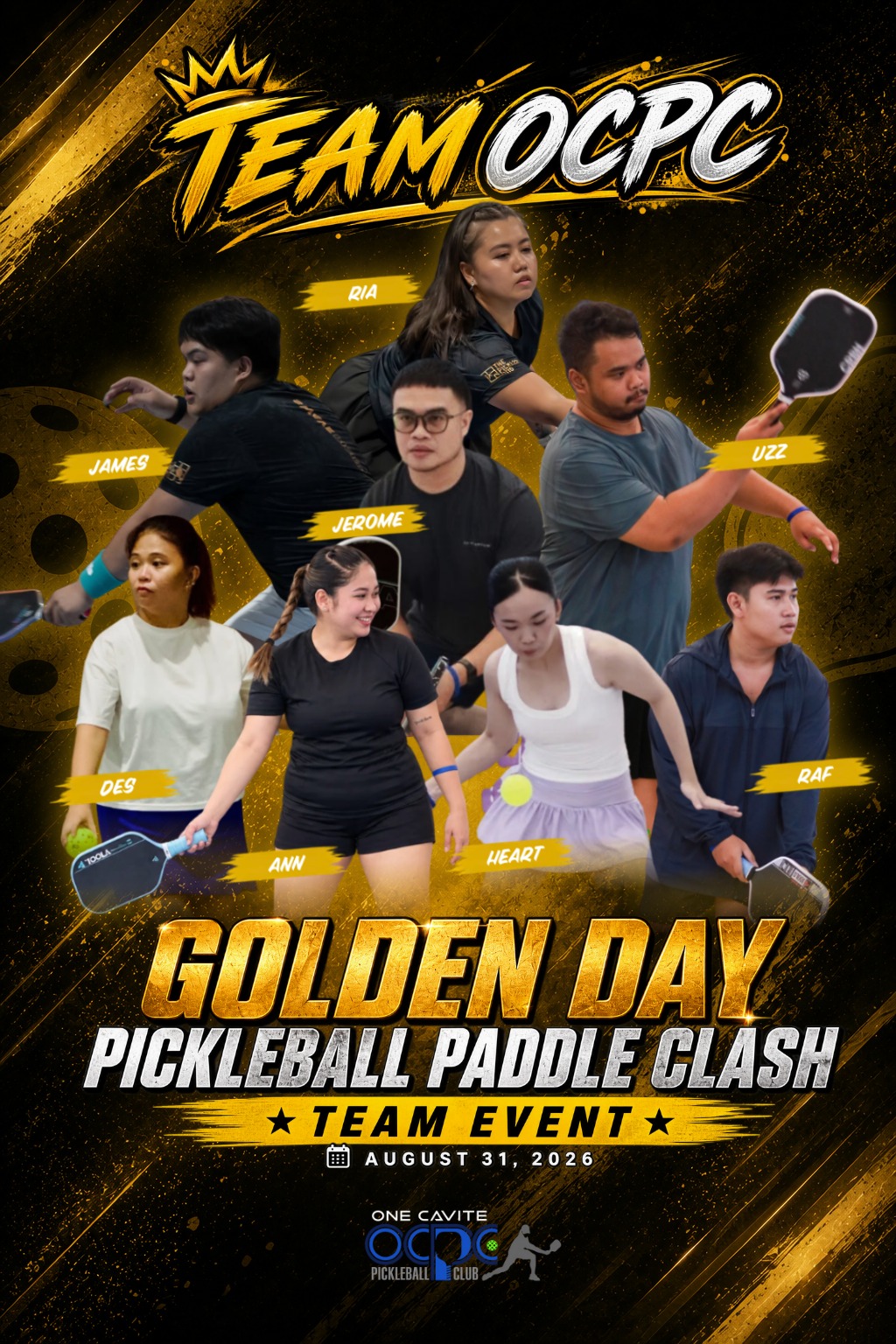 Team OCPC poster, Golden Day Pickleball Paddle Clash Team Event